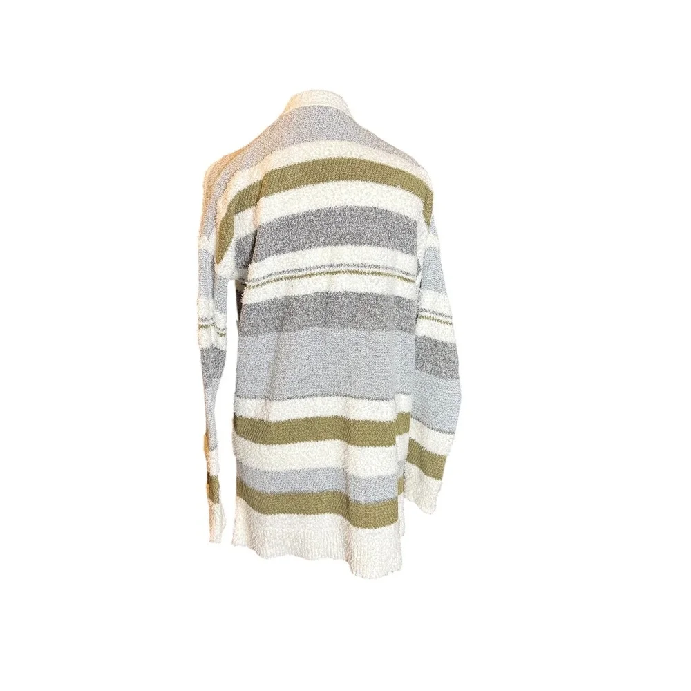 Pink Clover Stitch Fix Striped Open Front Cardigan Sweater Pockets Cozy Knit NWT